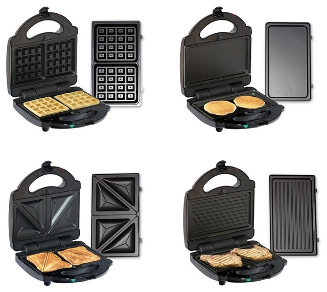 4In1 MultiPurpose Indoor Grill in Black Contemporary Waffle Makers by ShopLadder