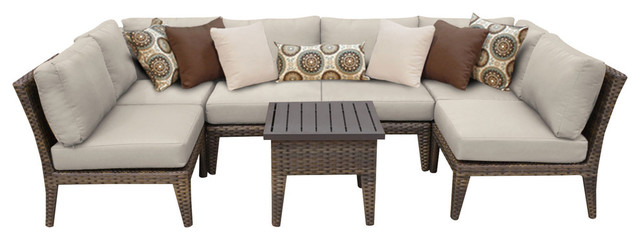 Tk Classics Manhattan 7 Piece Outdoor Wicker Patio Furniture Set Manhattan 7 Piece Outdoor Wicker Patio Furniture Set Aruba Lounge Sets