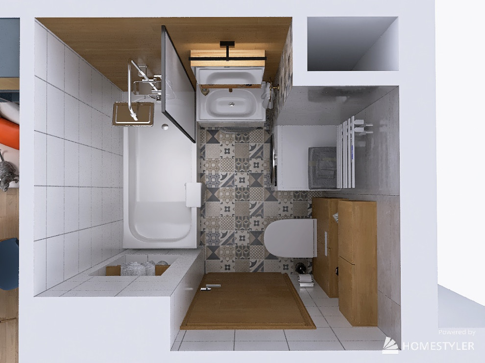 Квартира-студия с кроватью на подиуме для семейной пары