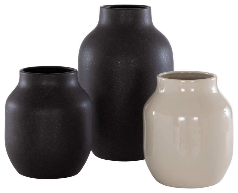 Safavieh Raya Ceramic Vase, Charcoal/Beige