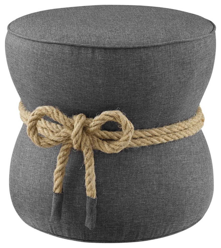 Beat Upholstered Fabric Nautical Rope Ottoman - Coastal Charm Plush Comfort Ve