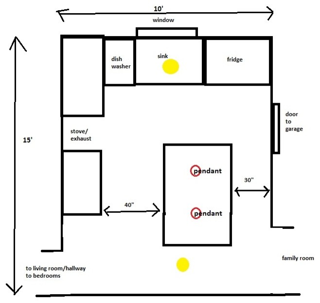 Need some quick help on recessed light placement in kitchen