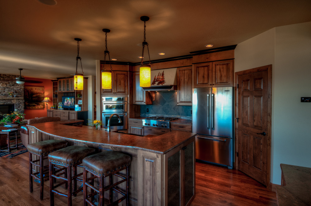 Example of an arts and crafts kitchen design in Denver