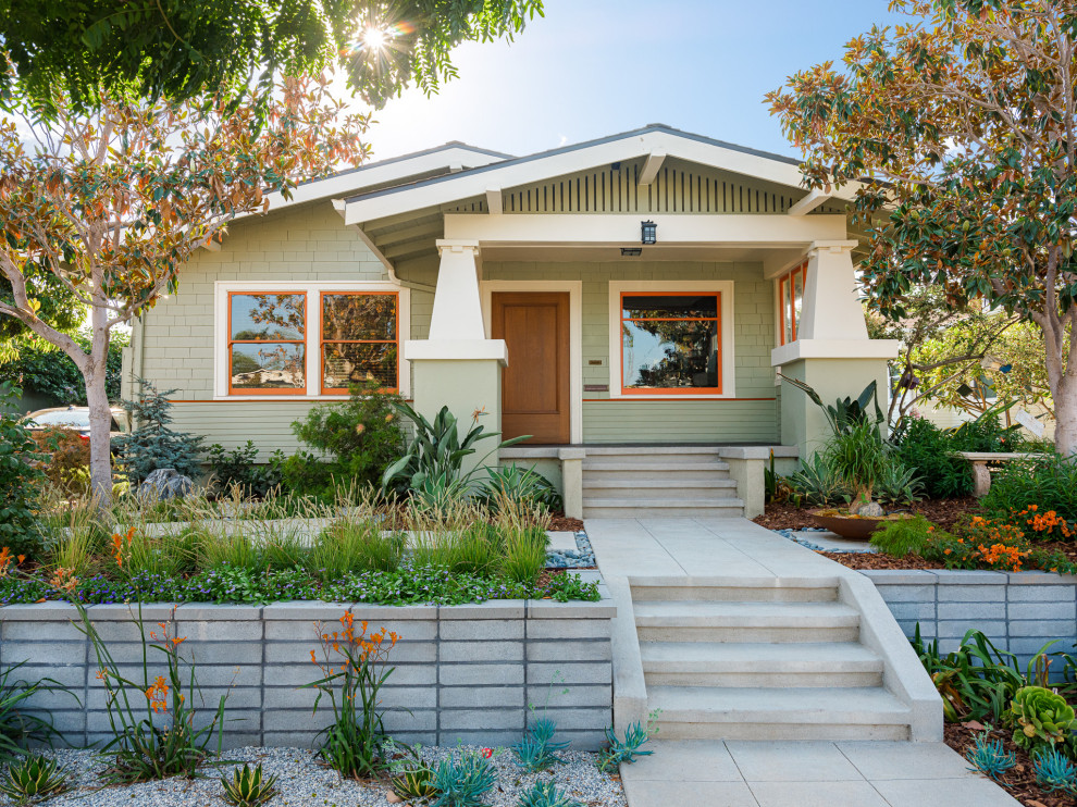 Design ideas for a traditional front house exterior in San Diego.