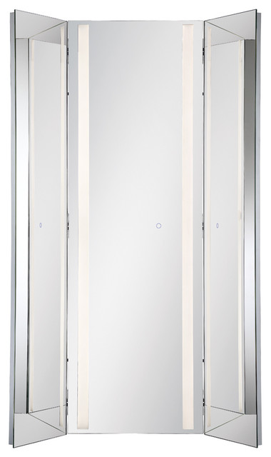 Tri Fold Led Large Mirror Wall, Large Tri Fold Vanity Mirror With Lights
