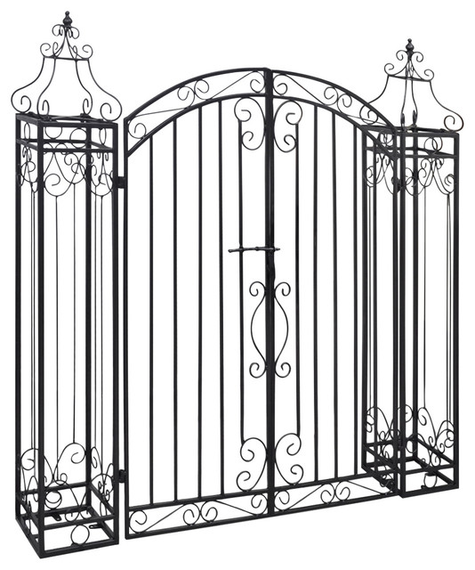 vidaXL Garden Gate Ornamental Fence Gate with Bolt Hinge Trellis Wrought Iron