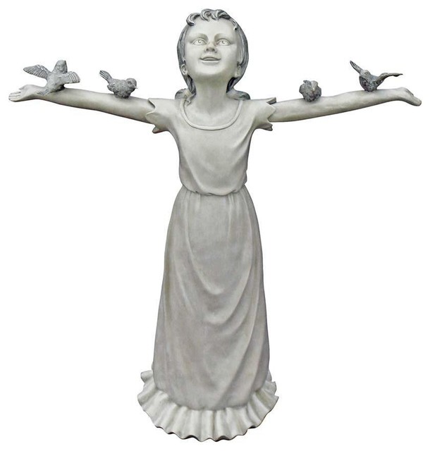18" Hands Wide Little Girl Statue Sculpture Figurine