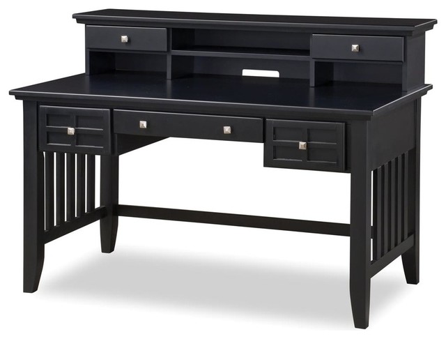Arts and Crafts Executive Desk and Hutch, Black