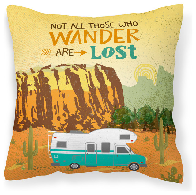Rv Camper Camping Wander Fabric Decorative Pillow Southwestern