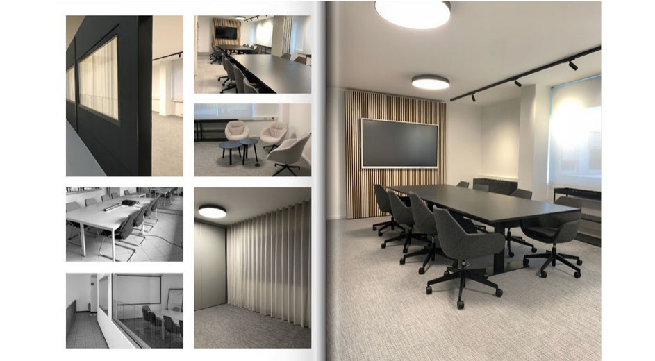 Bobst Campus Showroom Office Büro Planung Präsentation Umplanung Modernisierung Ausstellung Interior Design NRW Krefeld Meerbusch Architektur Innenarchitektur Gestaltung 3D Akustik Beleuchtung