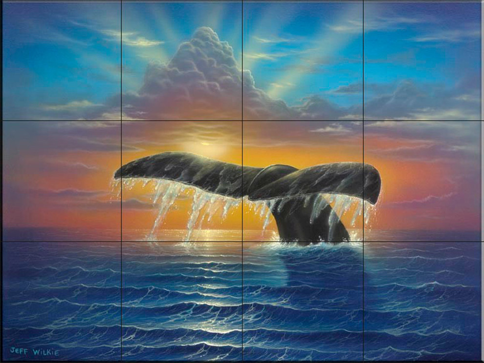 Tile Mural, Sunrise Glow, Kitchen Backsplash Ideas, 24"x18"