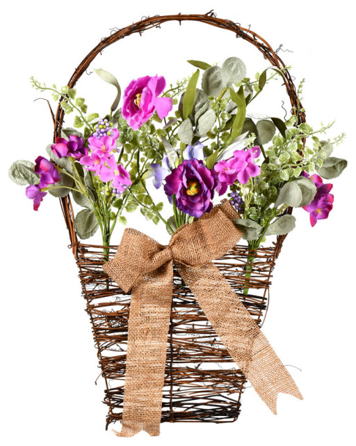 20" Mixed Purple Flower Basket