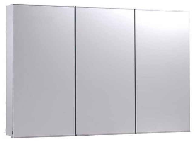 Tri-View Series Medicine Cabinet, 48"x36", Stainless Steel Frame, Partially Rece