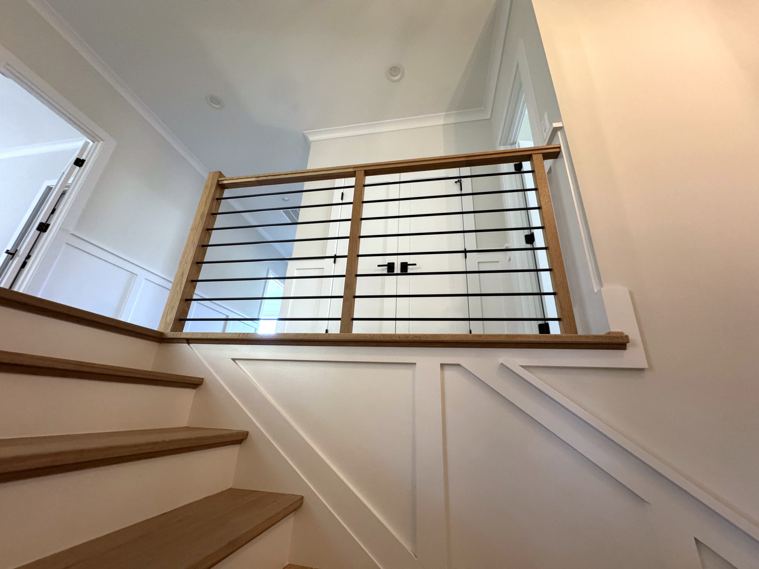 140_Modern White Oak Stair with Horizontal Bar Rail, Falls Church, VA 22043