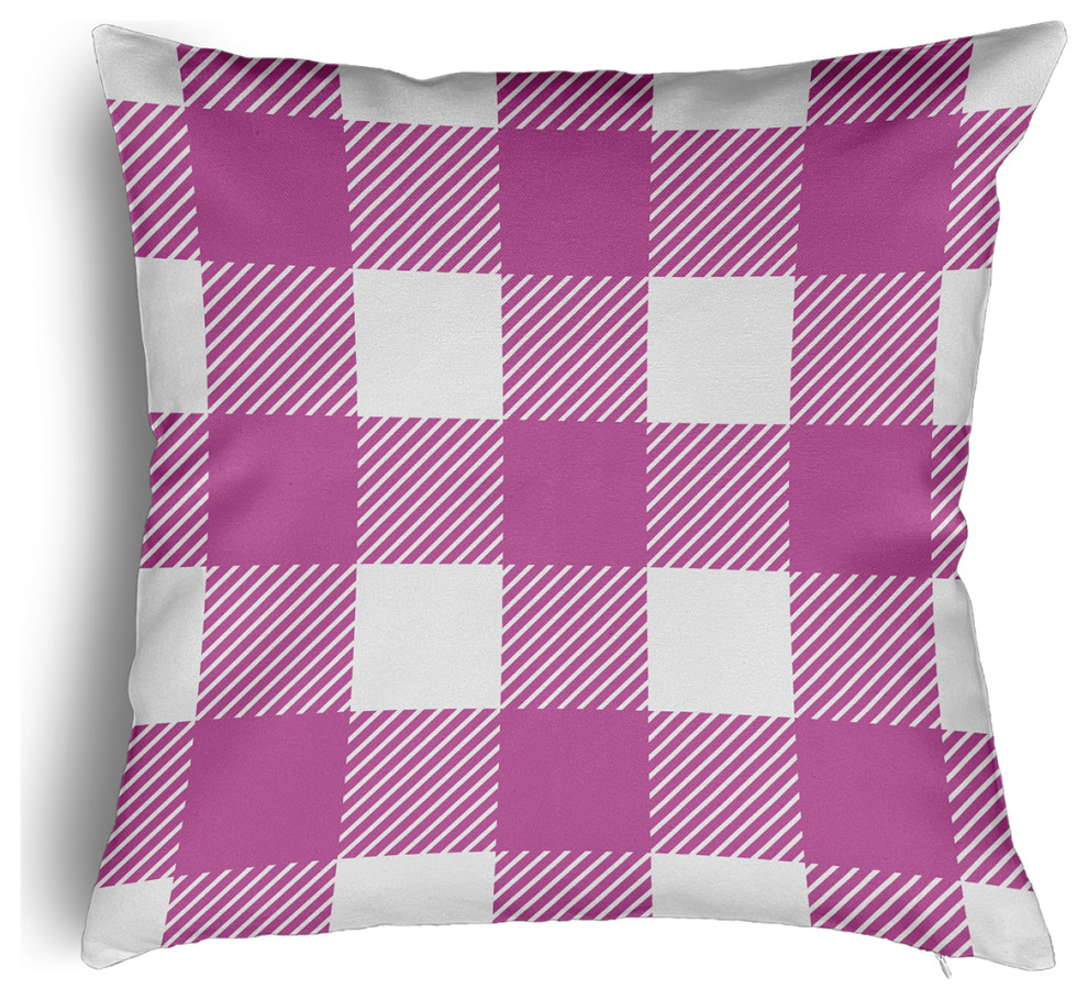 Buffalo Plaid Accent Pillow With Removable Insert, Orchid, 20"x20"