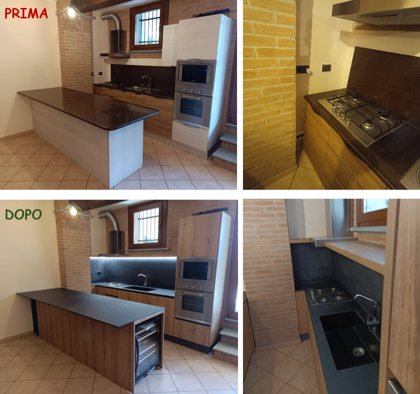 Restyling Cucina Ante Quercia Vecchia Top HPL Pietra Nera