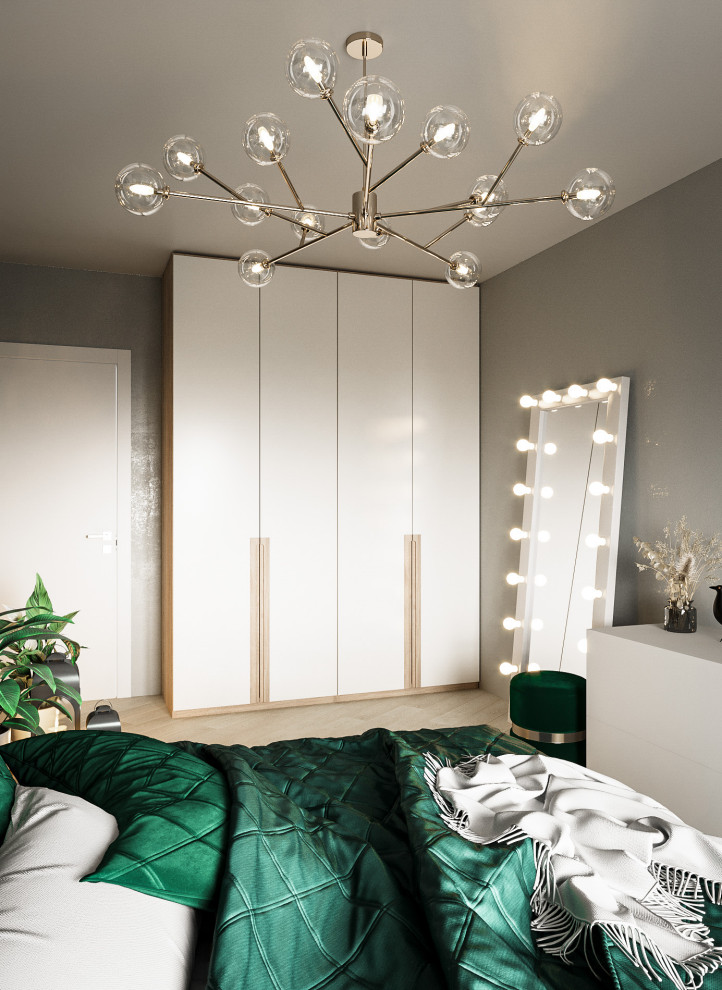 Дизайн-проект спальни в зеленых оттенках, Москва
