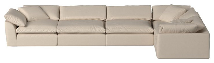 Sunset Trading Puff 5-Piece Fabric Slipcover Modular Sectional Sofa in Tan