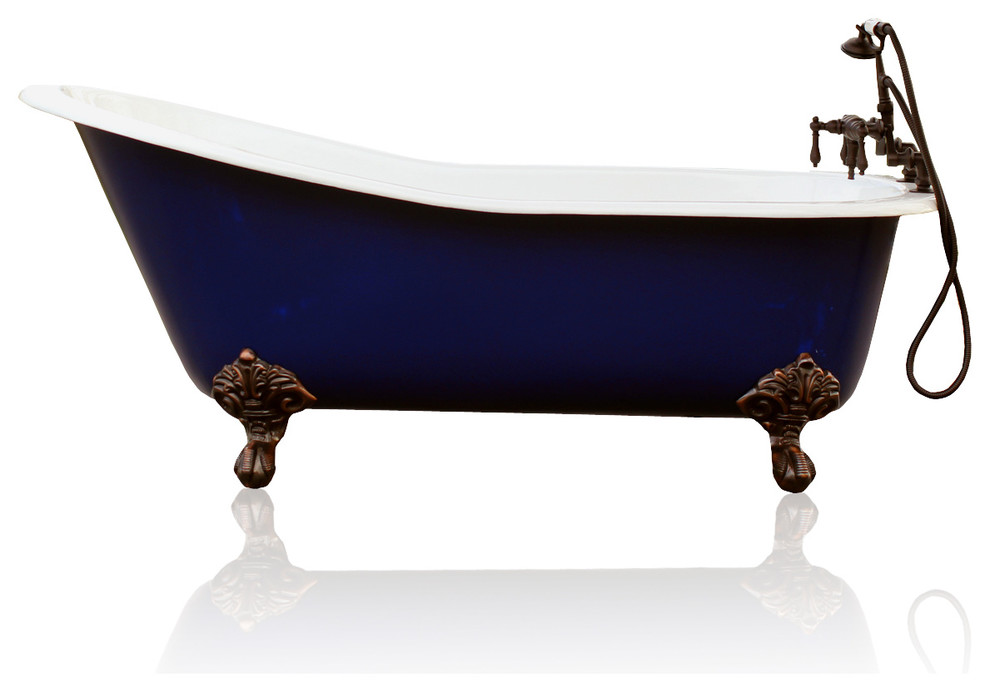 Cobalt 67" Antique Style Cast Iron Porcelain Clawfoot Bathtub Set