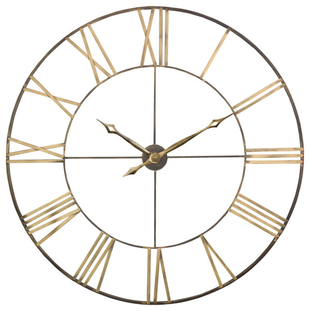 Bedford Round Metal Wall Clock Transitional Clocks By Aspire Home Accents Inc - 40 Inch Wall Clock Bedford Round Metal Wall Clock Transitional Clocks By Aspire Home Accents Inc - 40 Inch Wall Clock