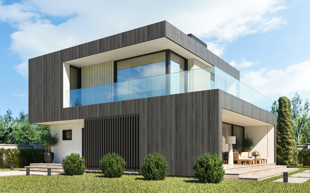 Двухэтажный современный дом для молодой семьи