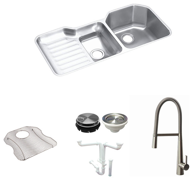 Elkay 42 X 21 Stainless Steel Double Bowl Undermount Kitchen Sink Kit