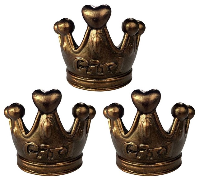 Lovely Crown Drawer Knobs Girls Room Wardrobe Pulls Decor 3 Piece