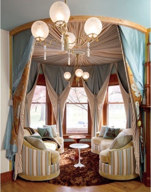 Circus Tent Inspired Turret Victorian Living Room