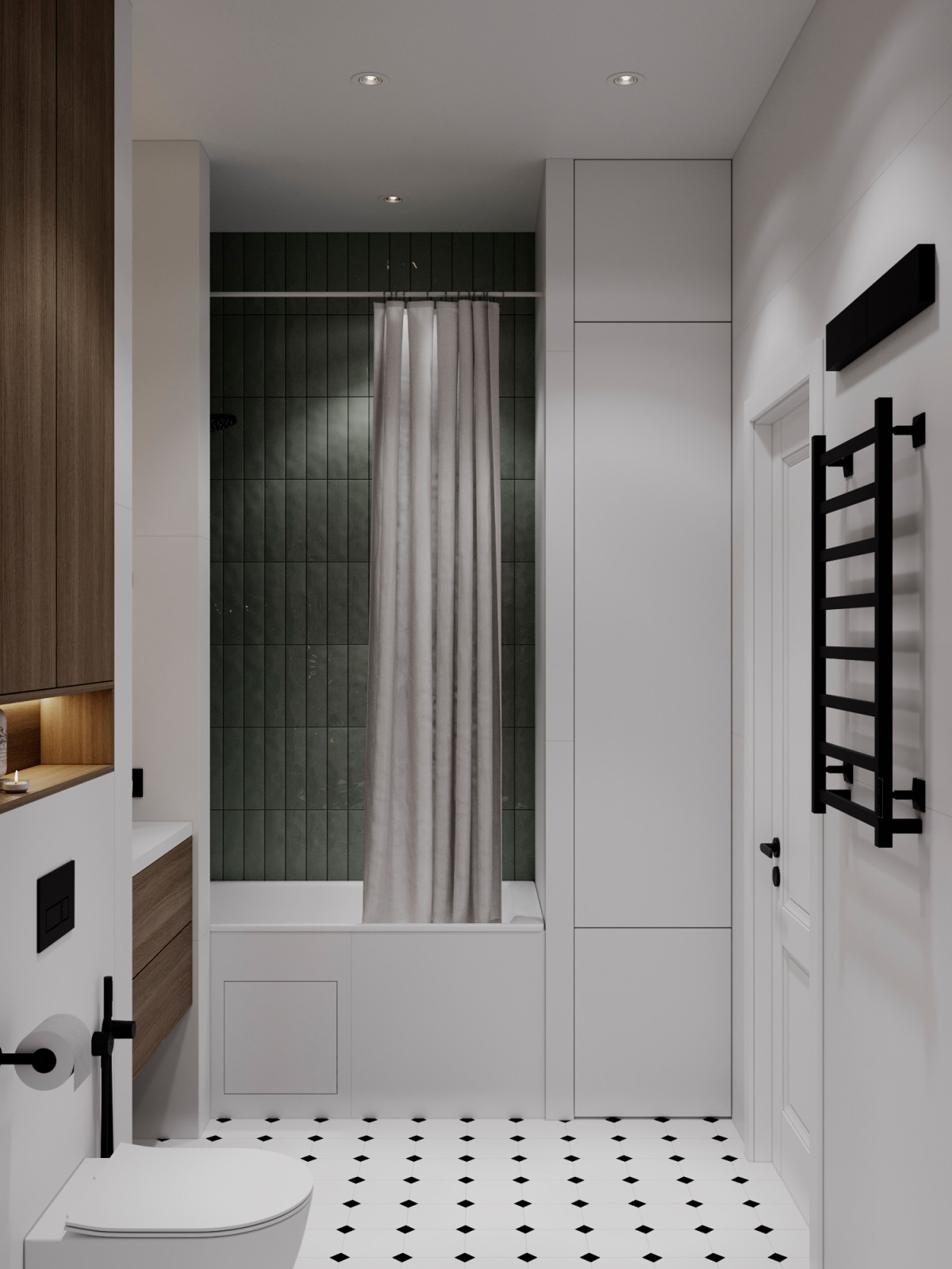 Светлый интерьер с цветовыми акцентами в ЖК Level Стрешнево