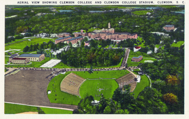 Clemson Sc Clemson College And Stadium Aerial View Print 9x12