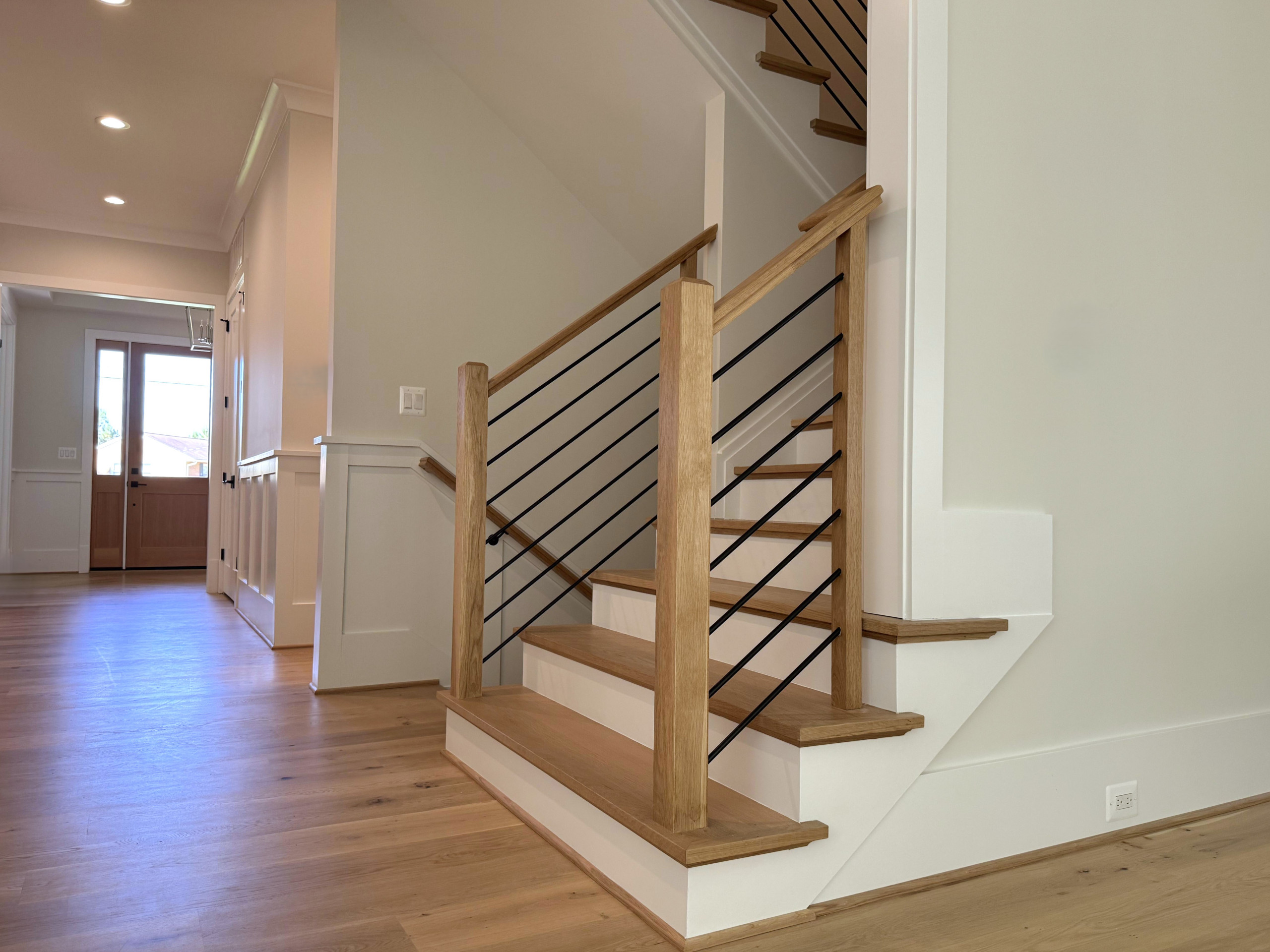 140_Modern White Oak Stair with Horizontal Bar Rail, Falls Church, VA 22043
