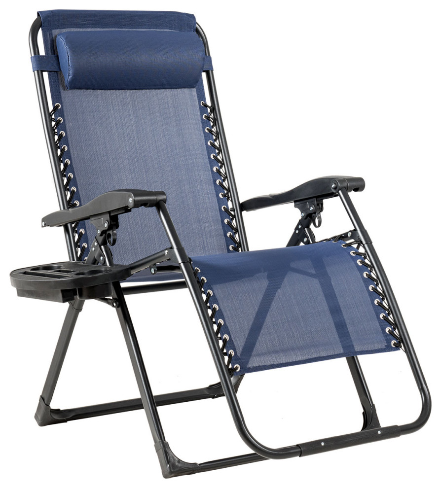 Costway Zero Gravity Chair Oversize Lounge Chair Patio Folding Recliner Blue