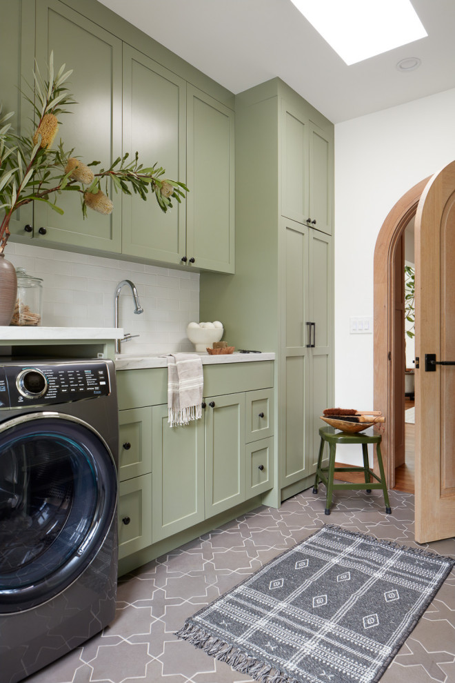 Inspiration for a mediterranean laundry room remodel in San Francisco