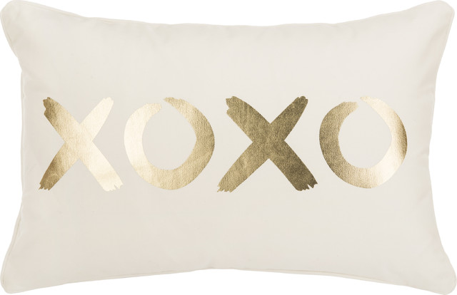 Hugs and Kisses Pillow - Gold, Beige