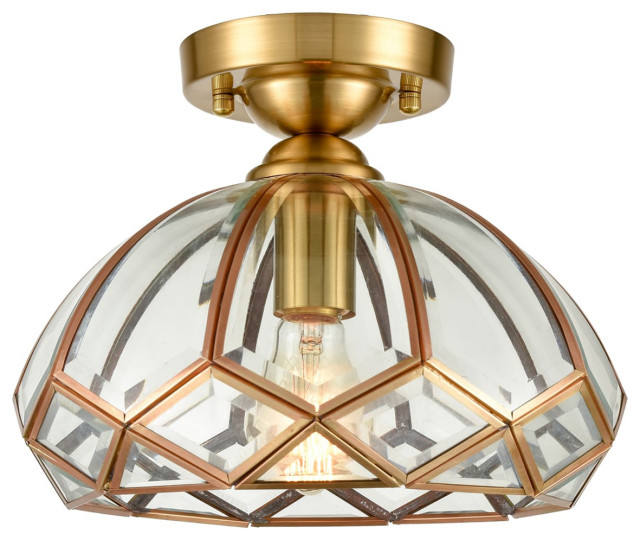 DomeShaped, Vintage, Glass Ceiling Light Fixture Modern Flush