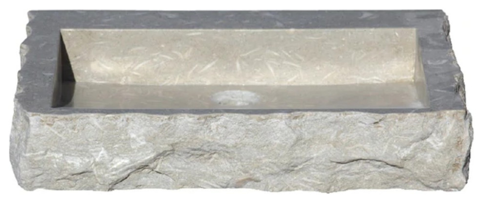 Seagrass Limestone Rectangular Sink Honed & Hand-Chiseled (W)18" (L)21. ...