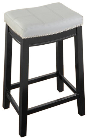 Linon Claridge 26" Wood Backless Counter Stool Gray Faux Leather in Black Finish