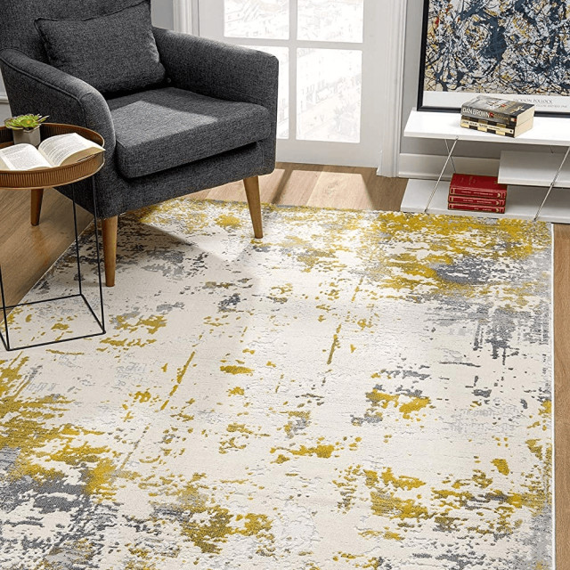 6' X 9' Gold Abstract Dhurrie Area Rug - Contemporary - Area Rugs - by ...