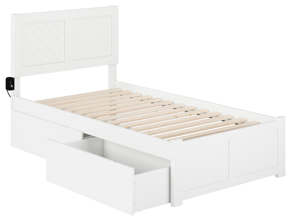 Afi Canyon Twin Wood Storage Platform Bed With Footboard & 2 Drawers ...