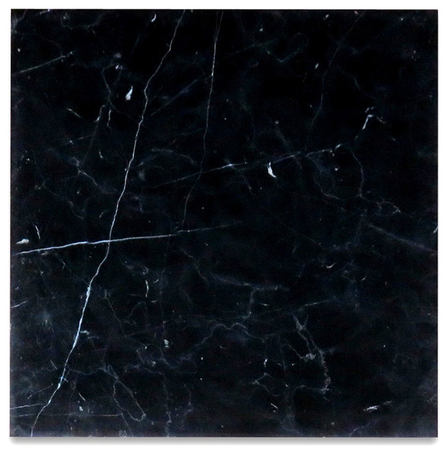 Nero Marquina Black Marble 18 X18 Tile Honed Set Of 44 Contemporary Wall And Floor Tile By Stone Center Online