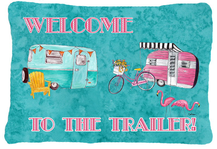 to the trailer Canvas Fabric Decorative Pillow Tropical