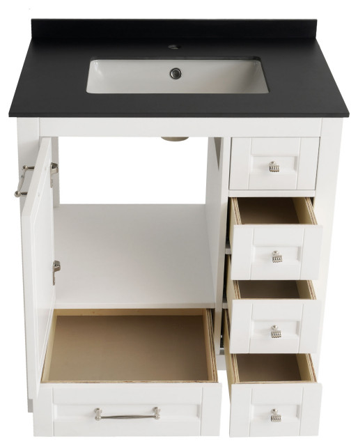 30 inch White Single Sink Vanity Base Bathroom DC Metro by