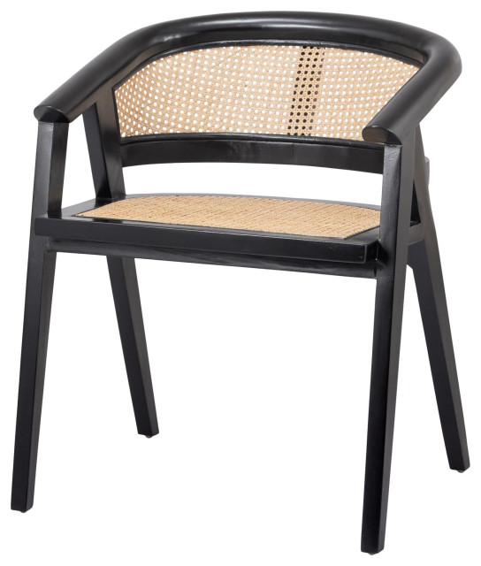 black and rattan dining chairs