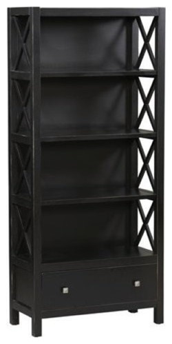 Bowery Hill 4-Shelf Bookcase, Antique Black