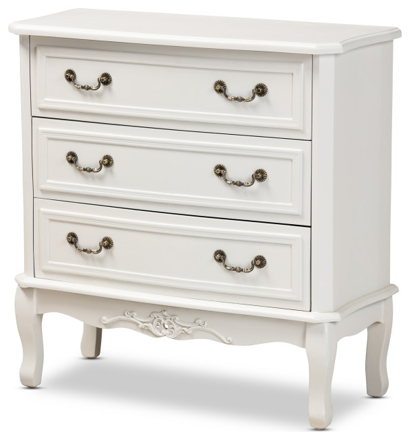 Wiktoria Traditional French Country Provincial White-3-Drawer Wood Dresser