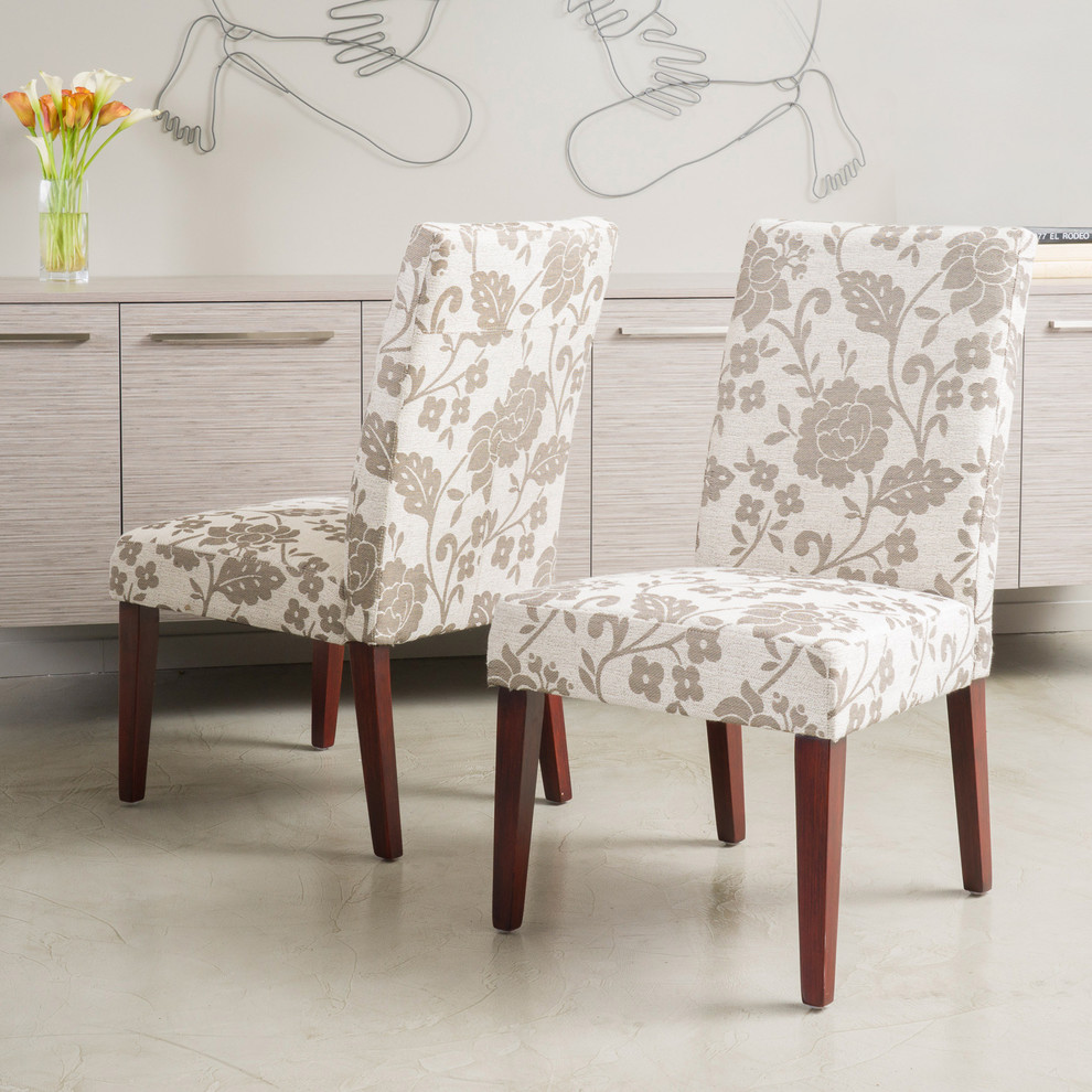Christopher Knight Home Tan Floral Print Dining Chairs (Set of 2)