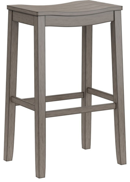 Bowery Hill Transitional Wood Fiddler 30" Bar Stool in Aged Gray