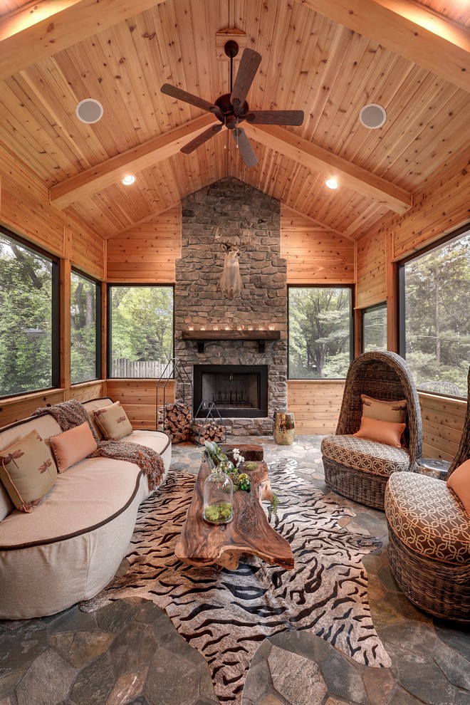Photo of a country sunroom in Minneapolis with a standard ceiling.