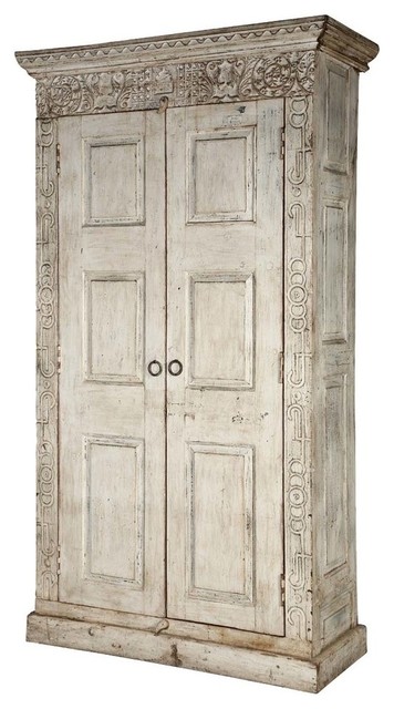 Dakota Unique Handcarved Rustic Solid Wood Large Armoire With Shelves Farmhouse Armoires And Wardrobes By Sierra Living Concepts