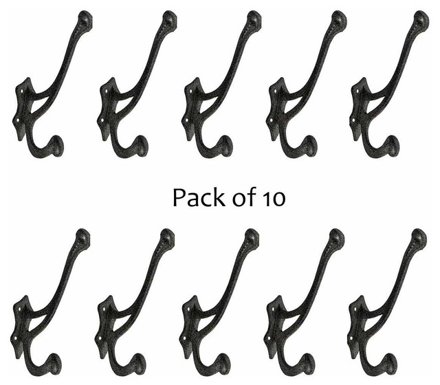 Hook Black Wrought Iron Double Coat 6 1/2"H X 3 1/2" Pack of 10